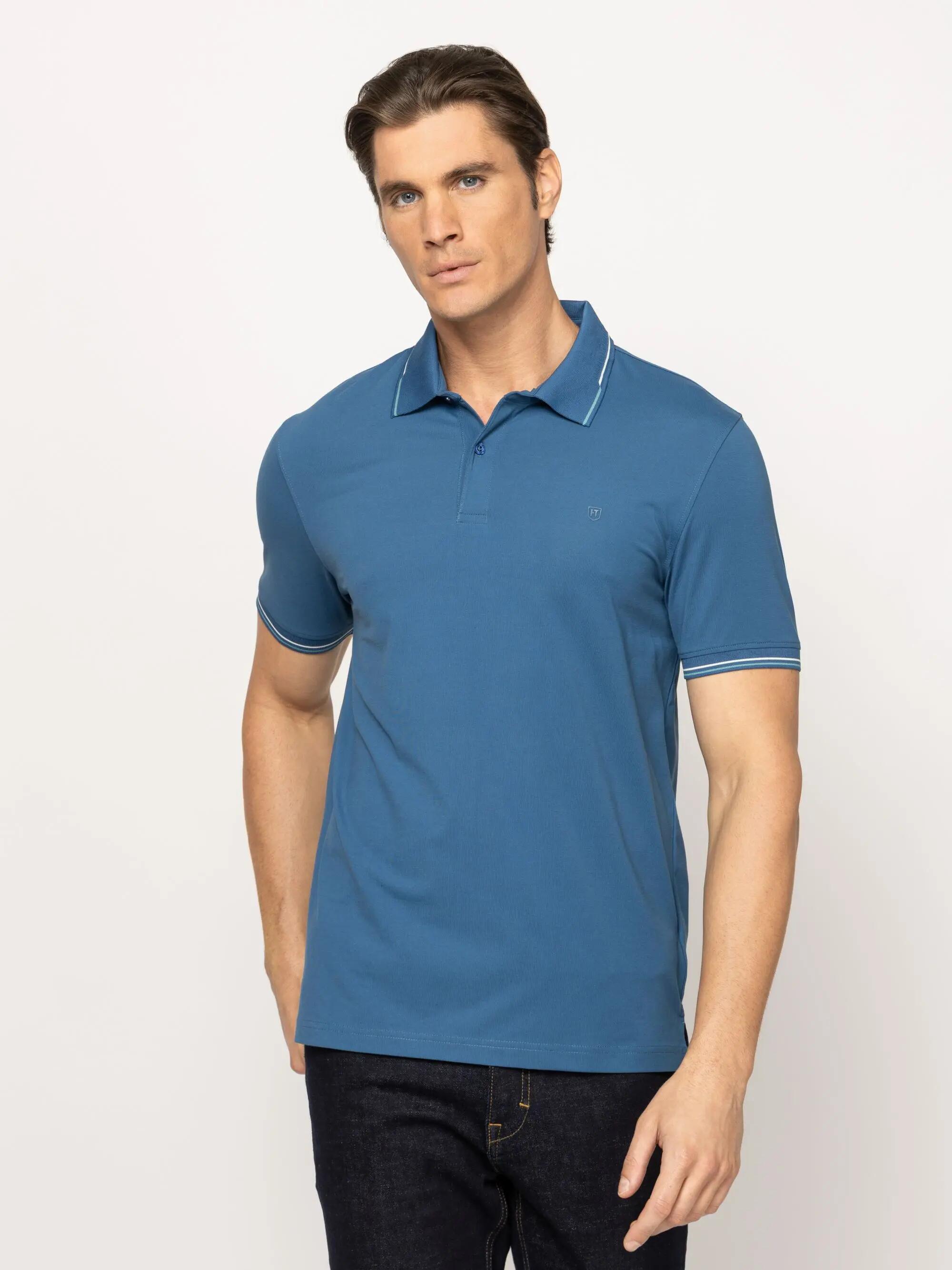 Tricou cu mânecă scurtă, cu guler, pentru bărbați DERZON