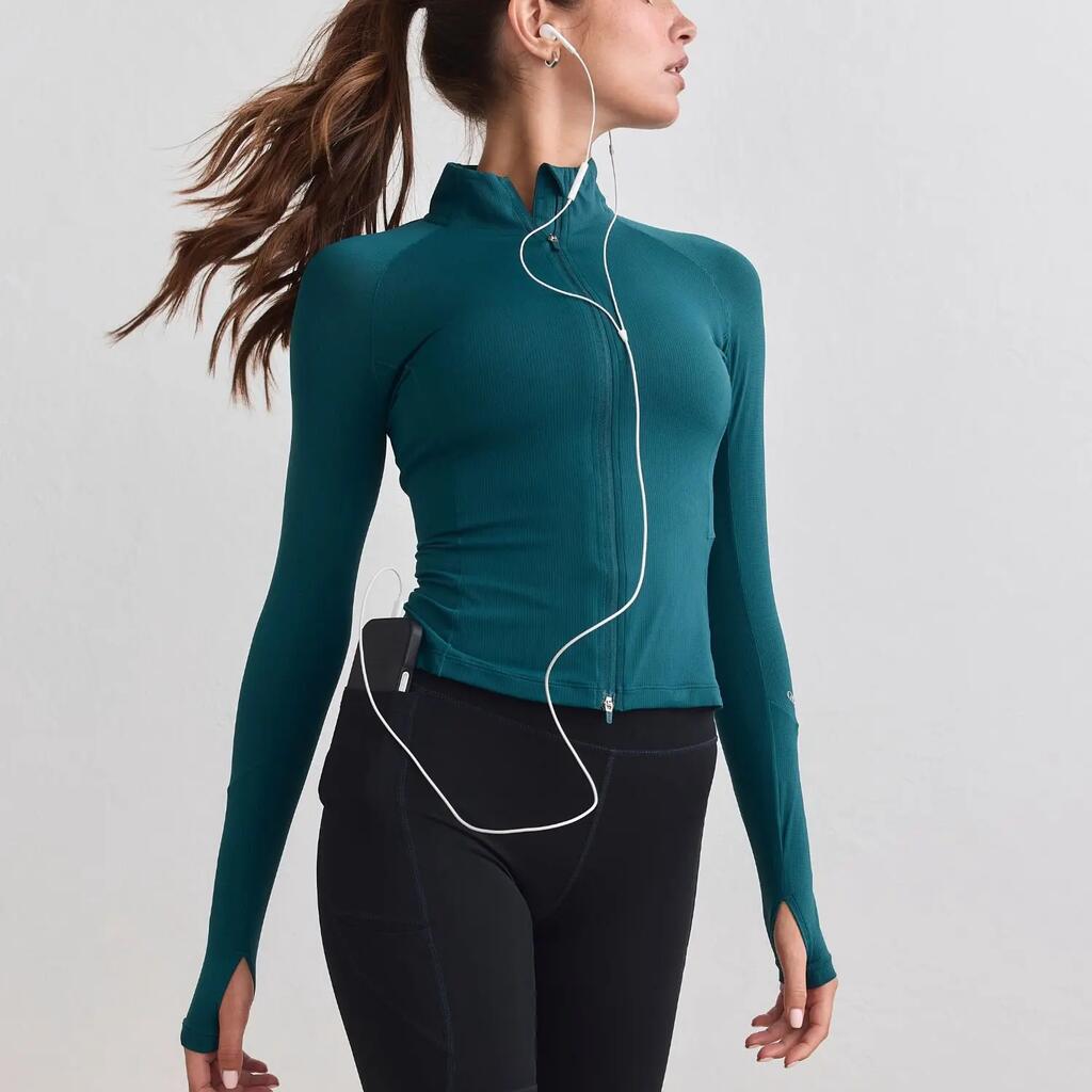 Women's Running Long Sleeve Top Half-Zip Mesh Quick-Dry Lagoon