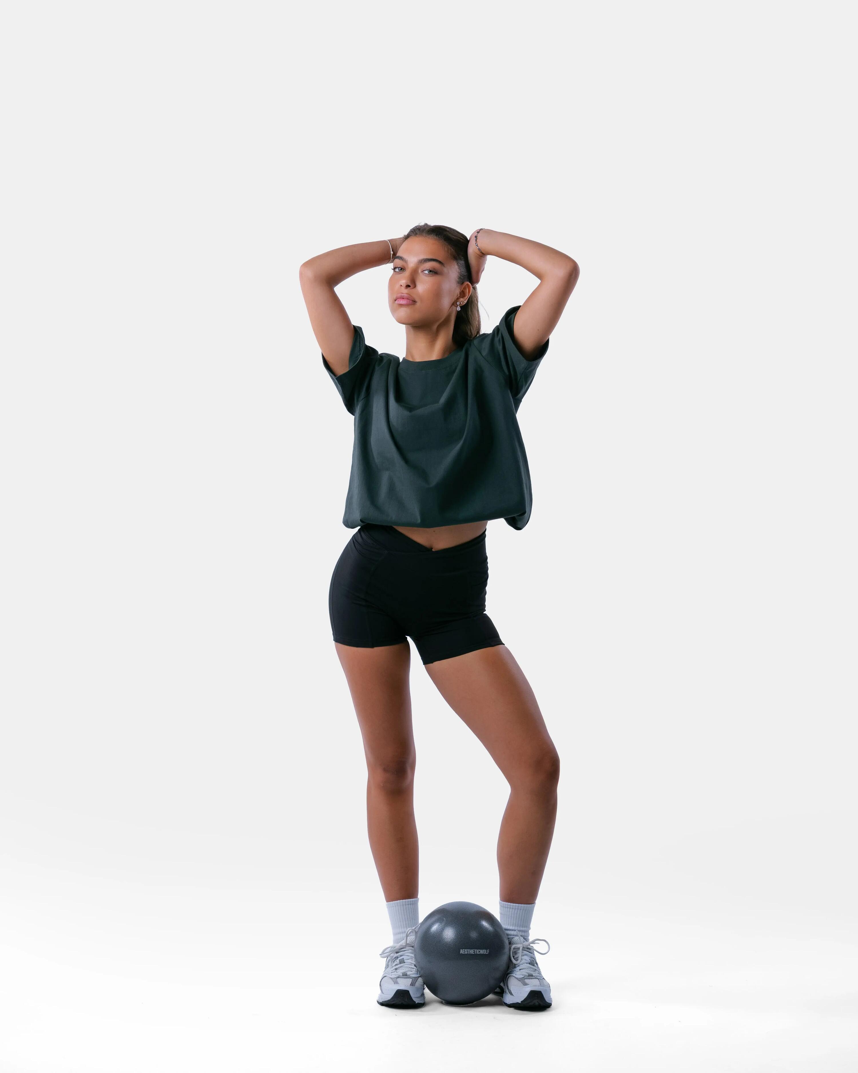 T-shirt pilates oversize algodão mulher – Pilates Club – Verde-pinho 5/5