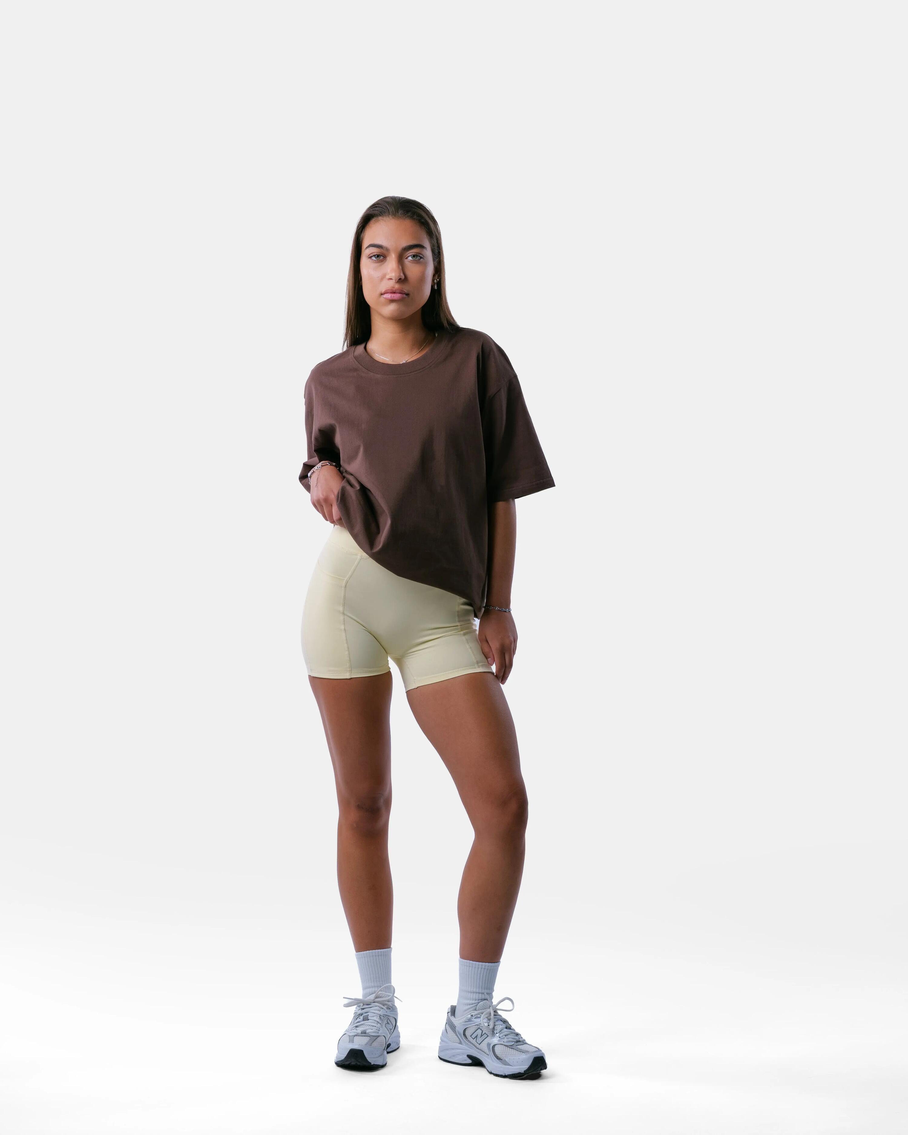 Oversized katoenen fitness T-shirt dames – Currently Lifting – Bruin 3/5