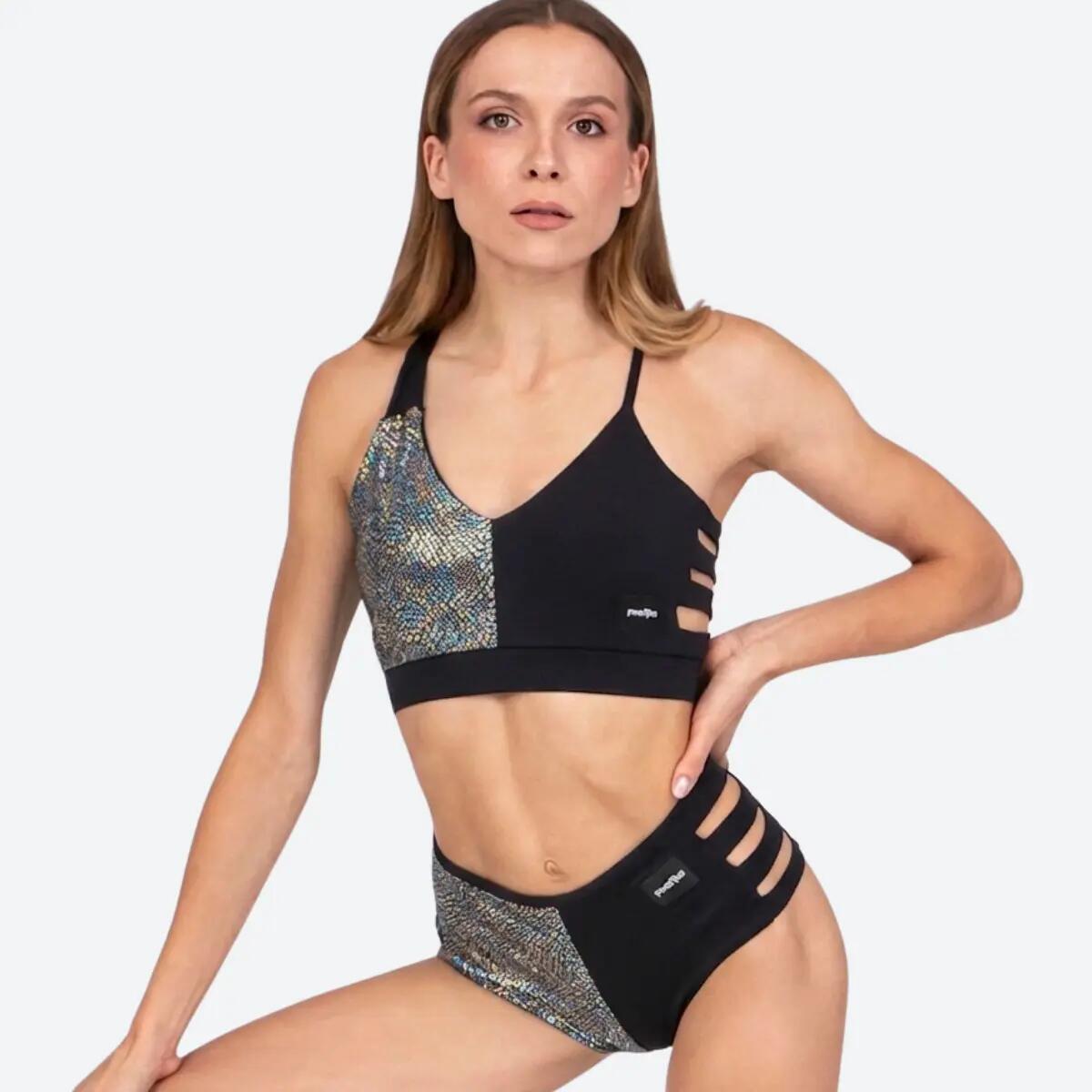 Slip sportivo donna pole dance Nika Metallika Deluxe Nero Argento 3/5