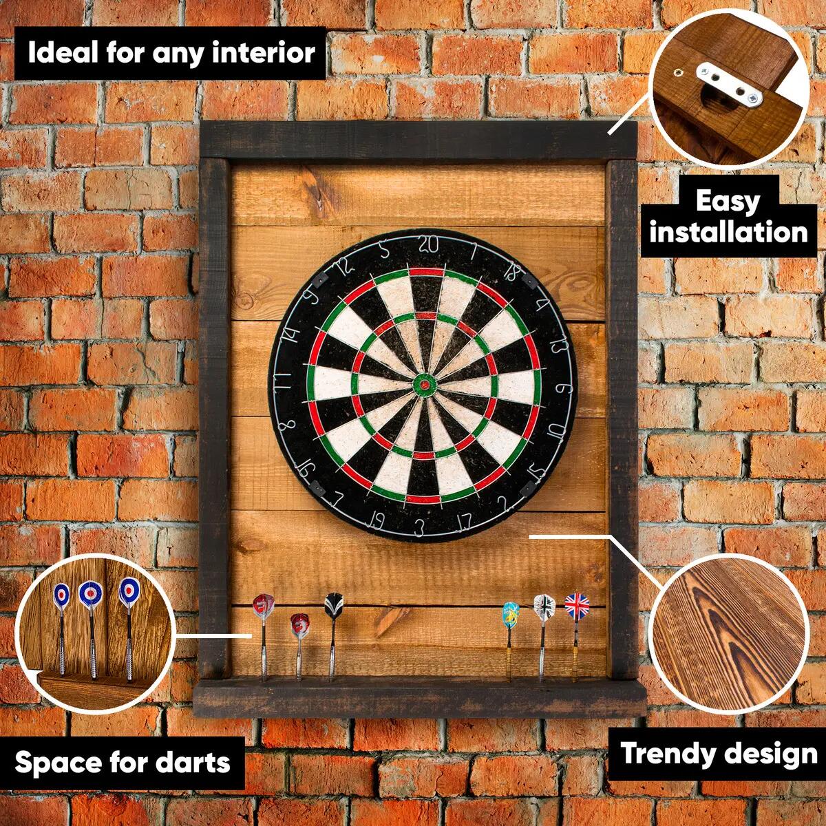Tablica Drewniana John Paddle do Darta Retro Vintage Black Braun 4/7