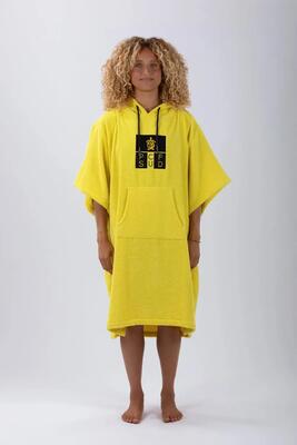 Poncho surf - watersport - unisex - pacifique sud - met kap; 100% katoen - geel