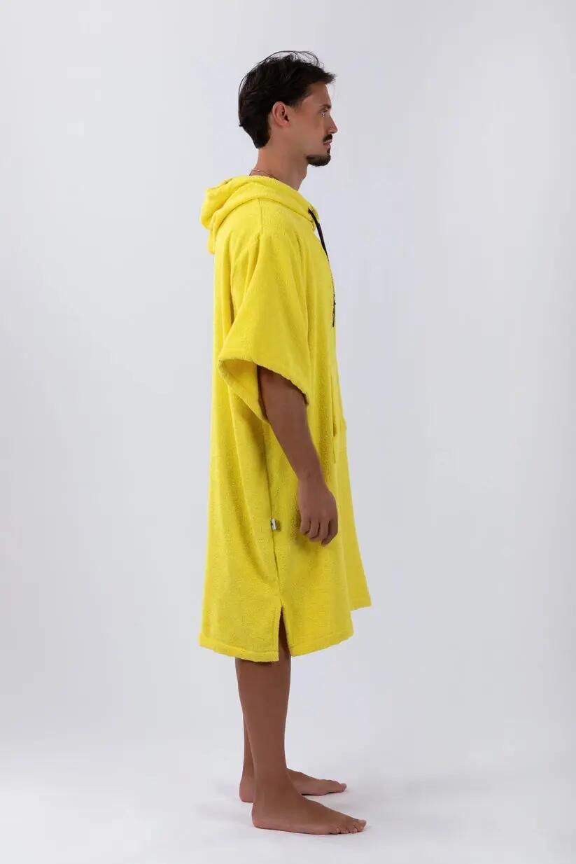Poncho - surf - unisexe - capuche et poche - jaune 6/7