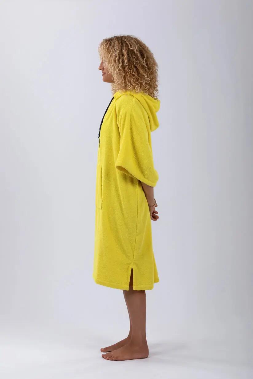 Poncho - surf - unisexe - capuche et poche - jaune 5/7