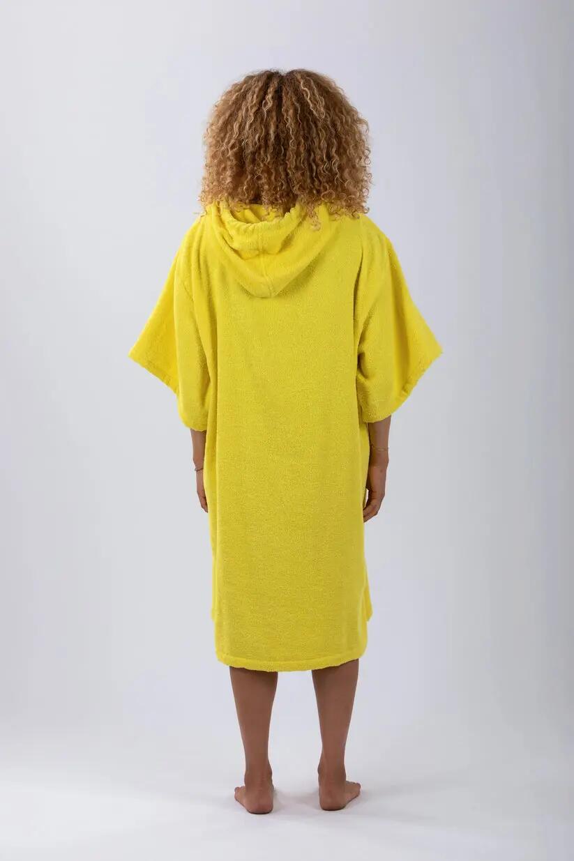 Poncho - surf - unisexe - capuche et poche - jaune 4/7