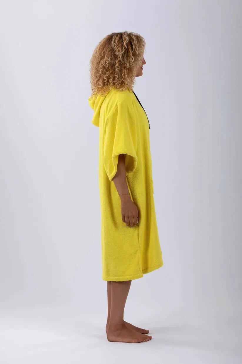 Poncho - surf - unisexe - capuche et poche - jaune 3/7