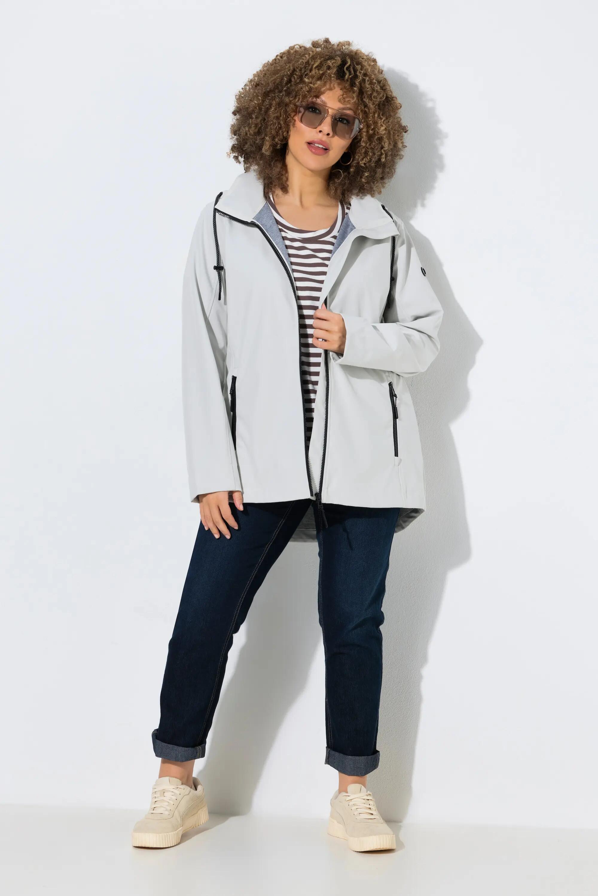 Damen HYPRAR Softshell-Jacke Kapuze Zipptaschen hinten länger 6/7