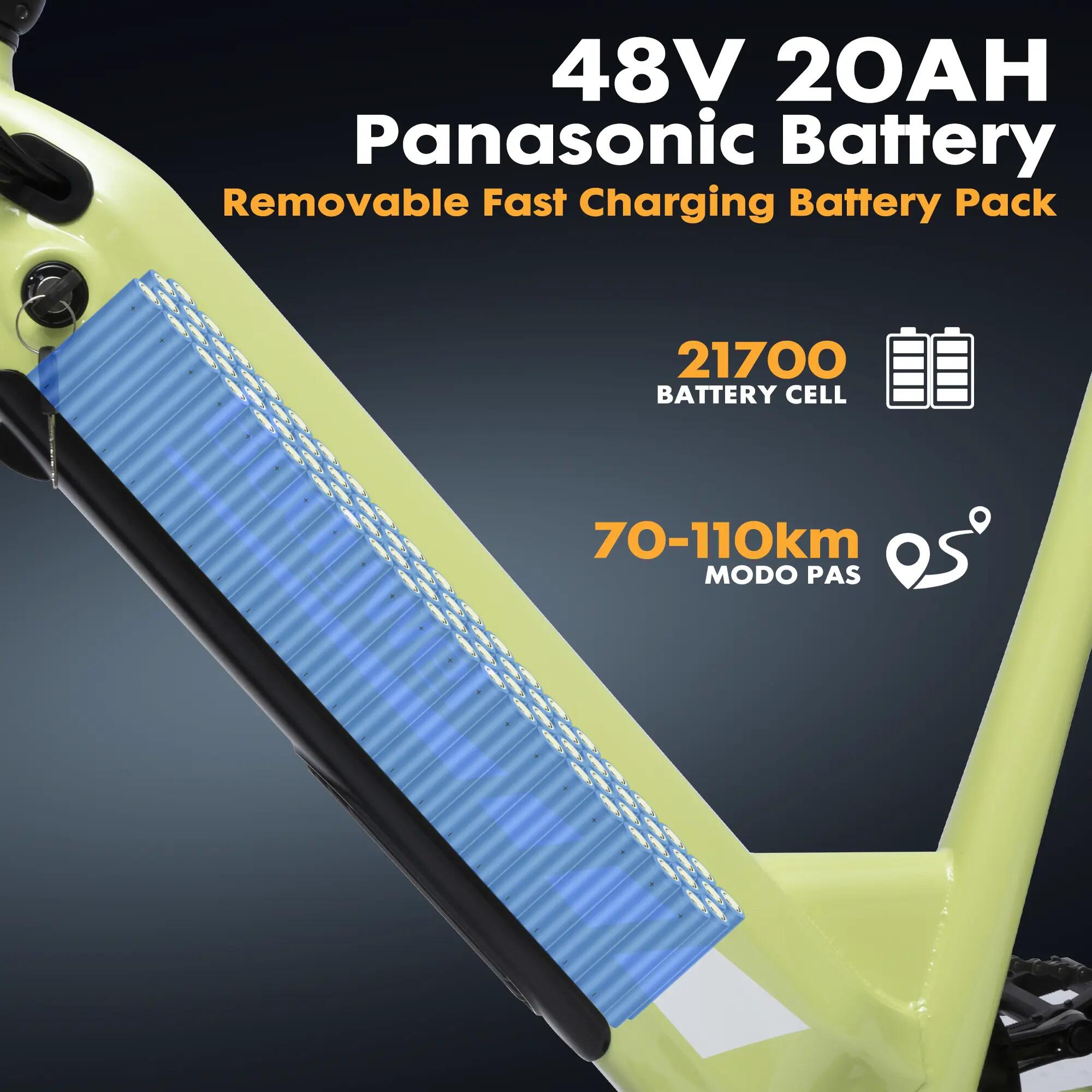 Bicicleta elétrica Bodywel F20PRO, bateria 48V 20Ah, pneus 20 polegadas 2/8