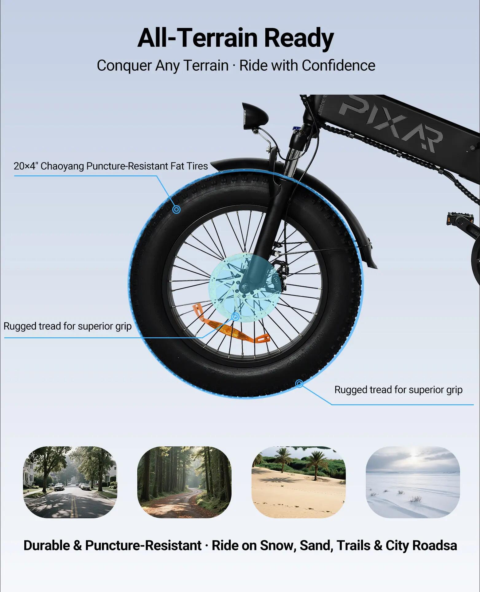 Bicicletta elettrica pieghevole PIXAR Star1 da 20 pollici, 250 W, 48 V, 15 Ah 5/6