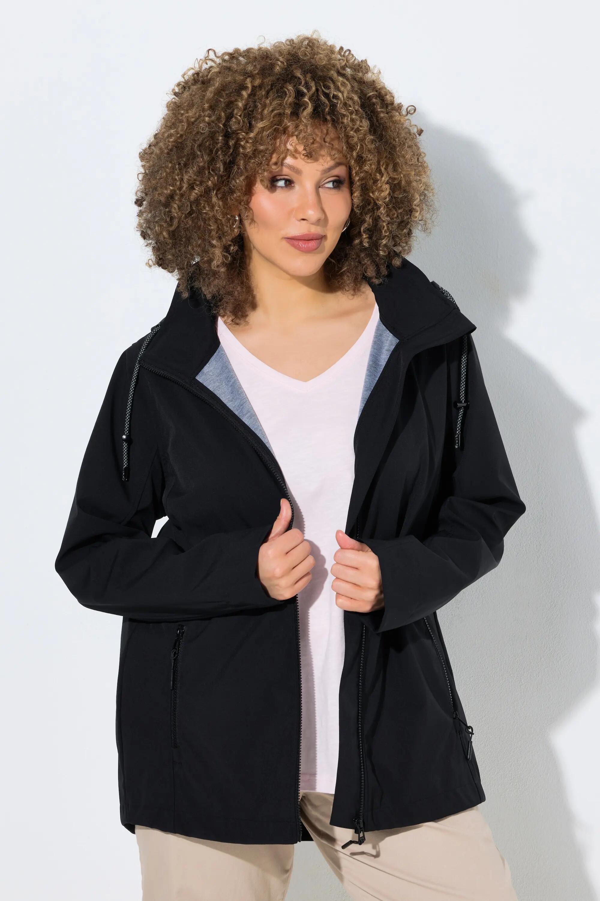 Damen HYPRAR Softshell-Jacke Kapuze Zipptaschen hinten länger 5/6