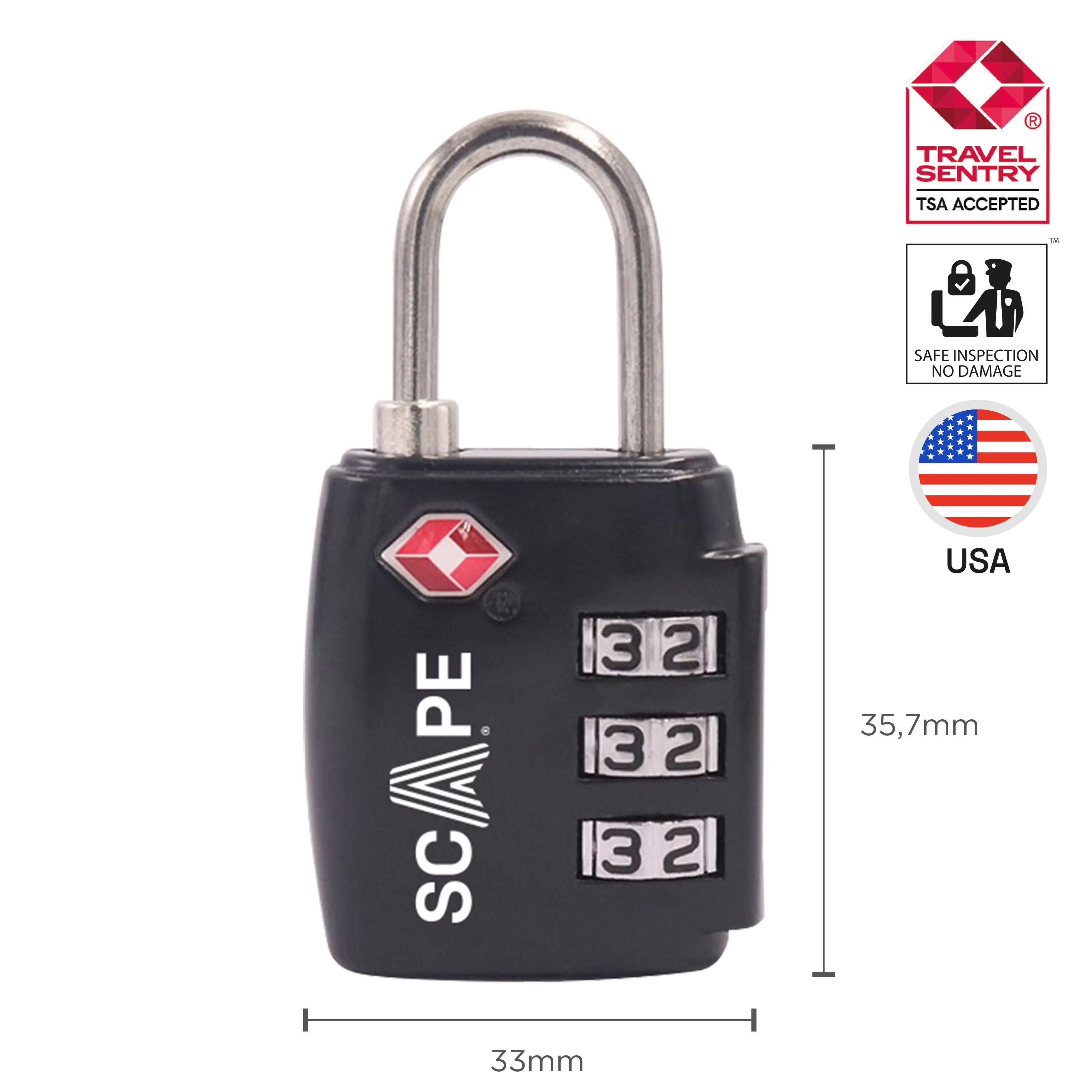 Scape Travel Candado TSA con combinación negro 2/3