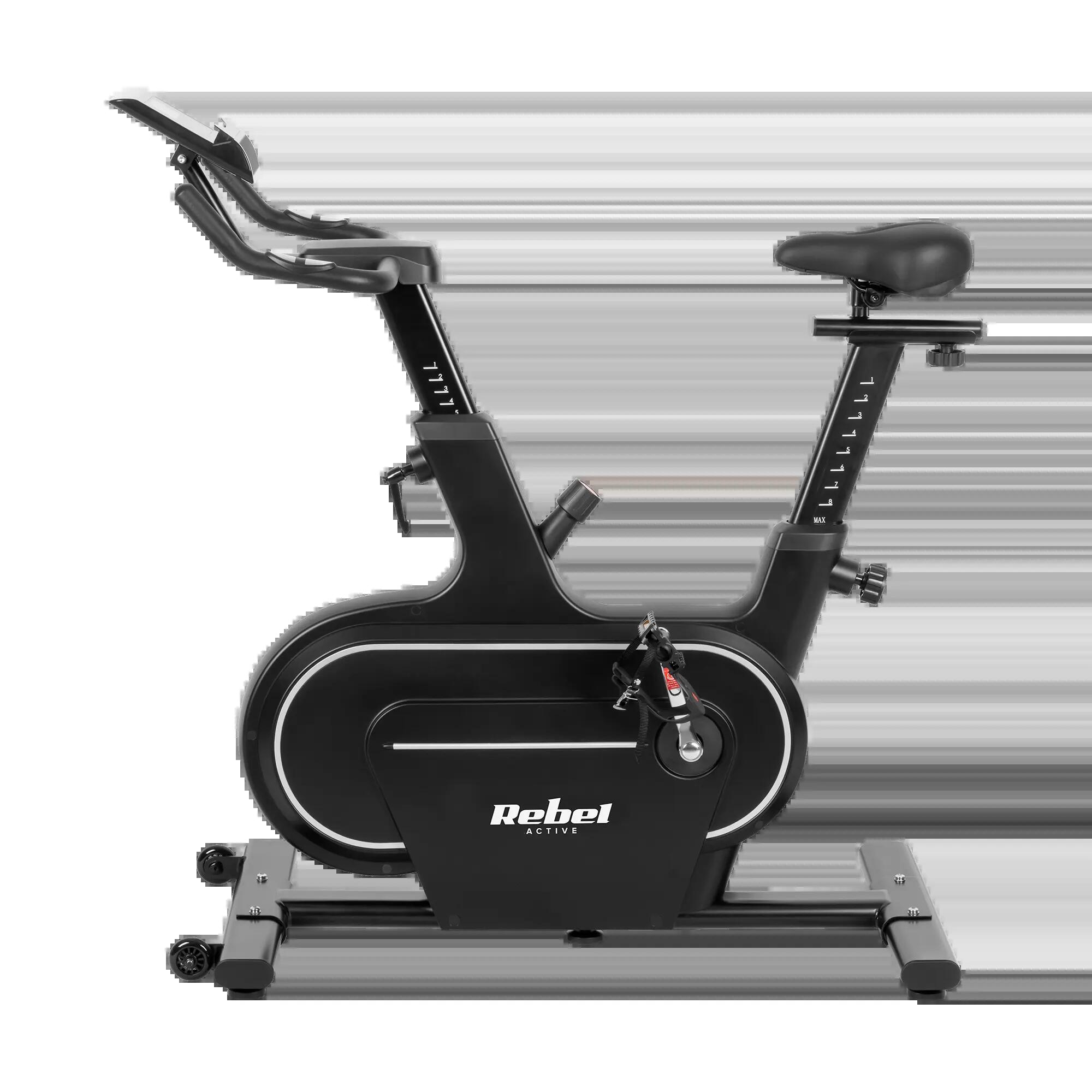 Rower spiningowy treningowy stacjonarny regulowany LCD 120kg uchwyt Rebel 6/7