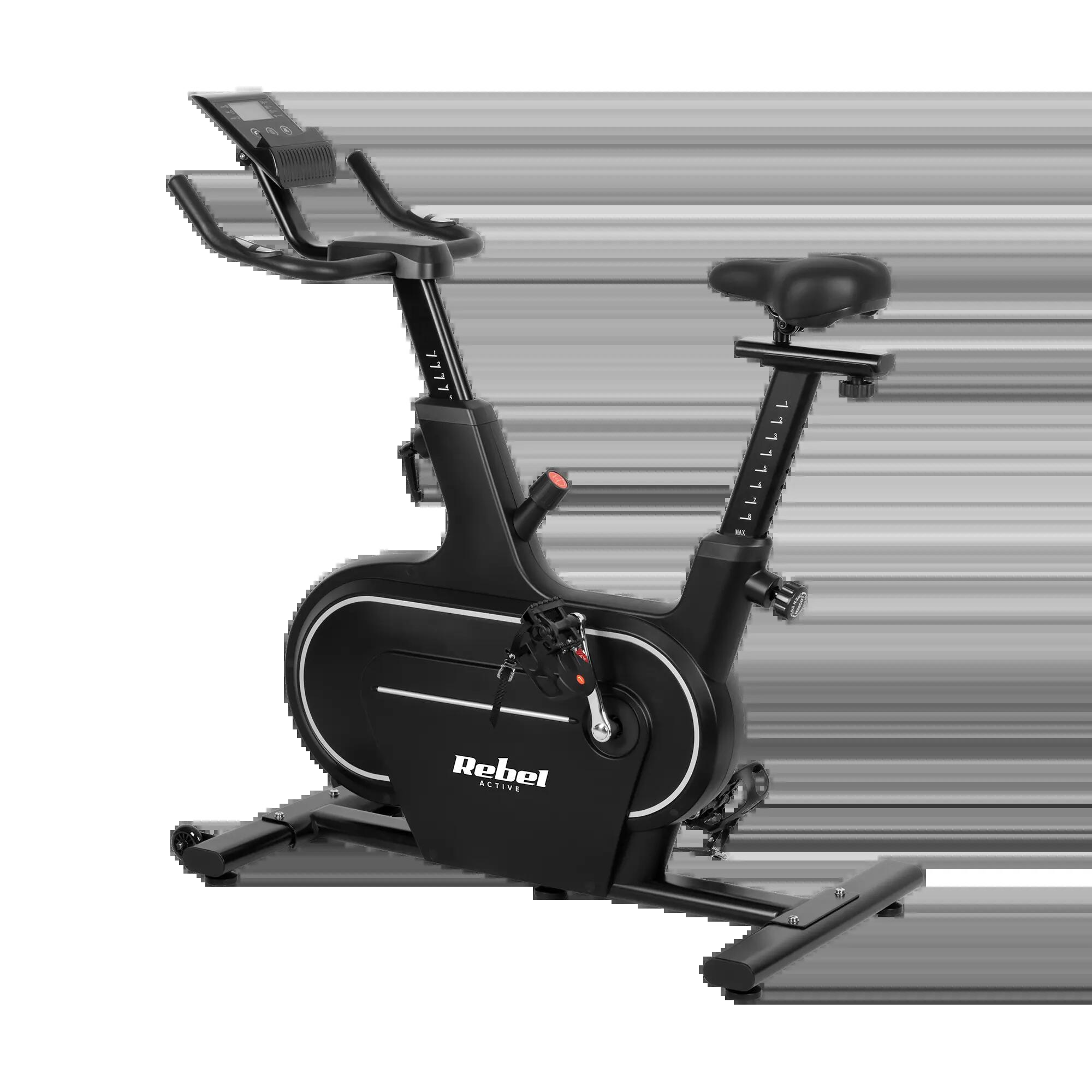 Rower spiningowy treningowy stacjonarny regulowany LCD 120kg uchwyt Rebel 5/7