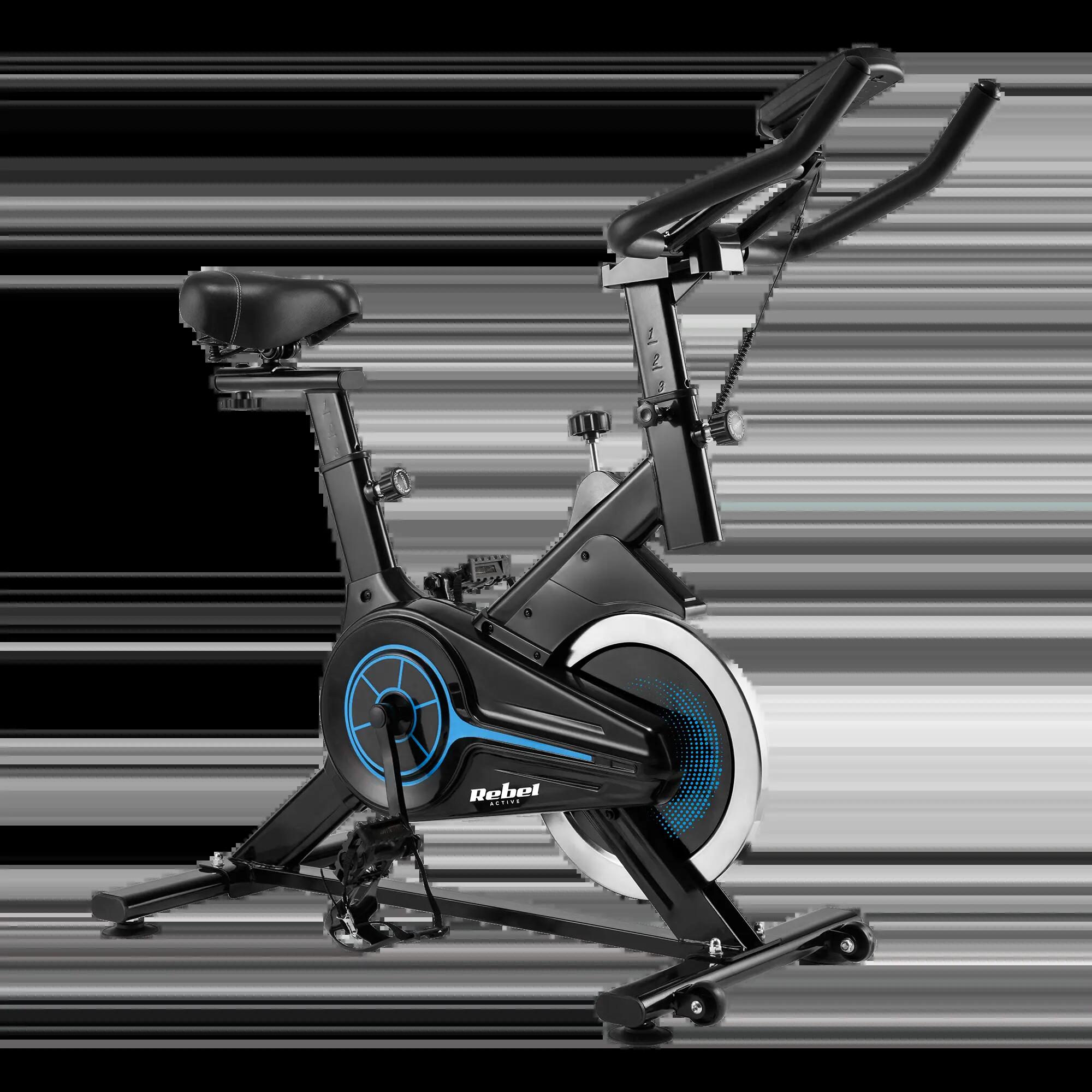 Rower treningowy spiningowy kółka transportowe LCD uchwyt regulacja Rebel 2/7