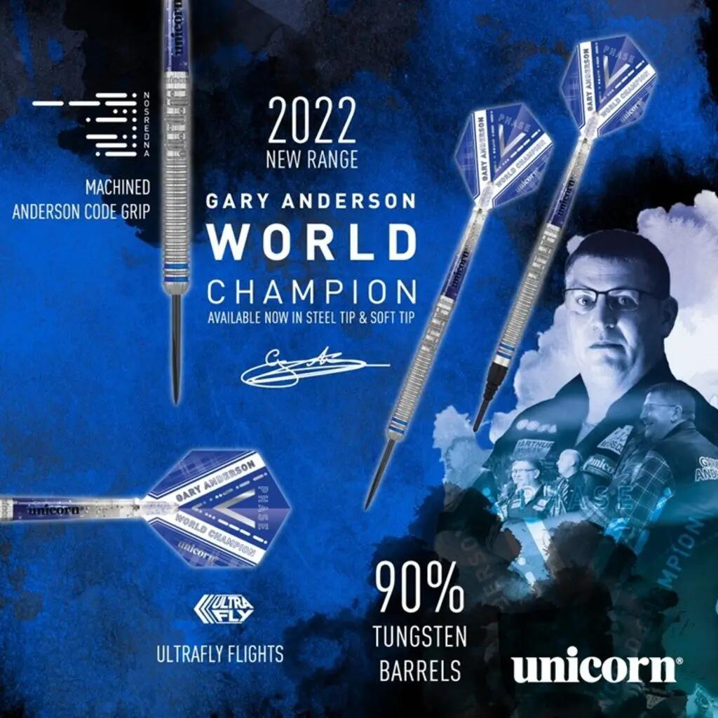 W.C Gary Anderson Phase 5 90% Tungsten Dartpijlen 7/7