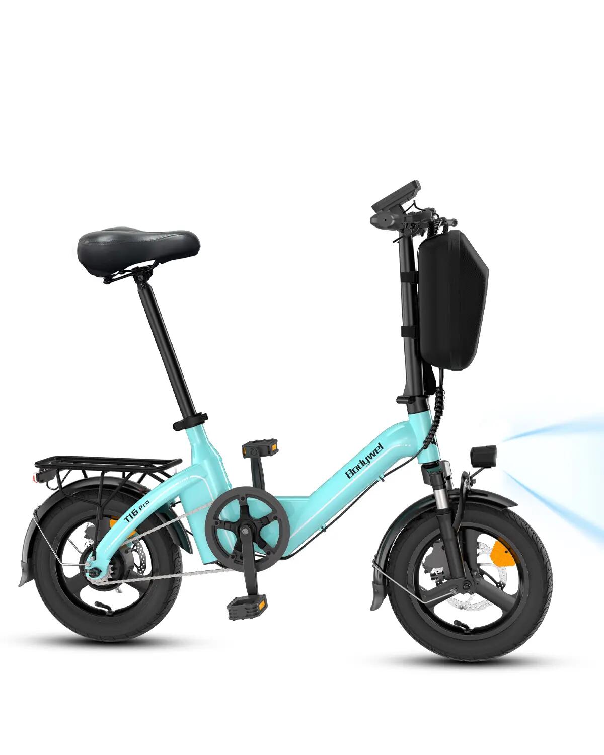 E‑bicicleta dobrável Bodywel T16PRO, bateria 36V 10,4Ah, pneus 14 polegadas 2/8