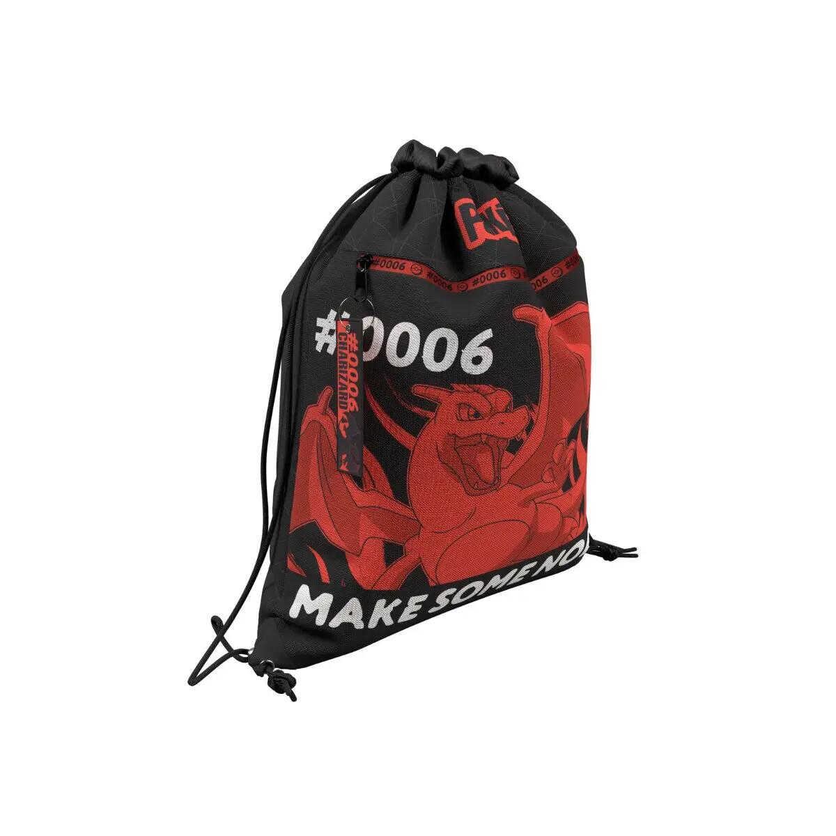 Borsa sportiva per bambini Pokémon Charizard con tasca frontale, nera e rossa 5/5