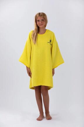 Poncho de surf - Enfants - 100% coton - Avec manches - Jaune