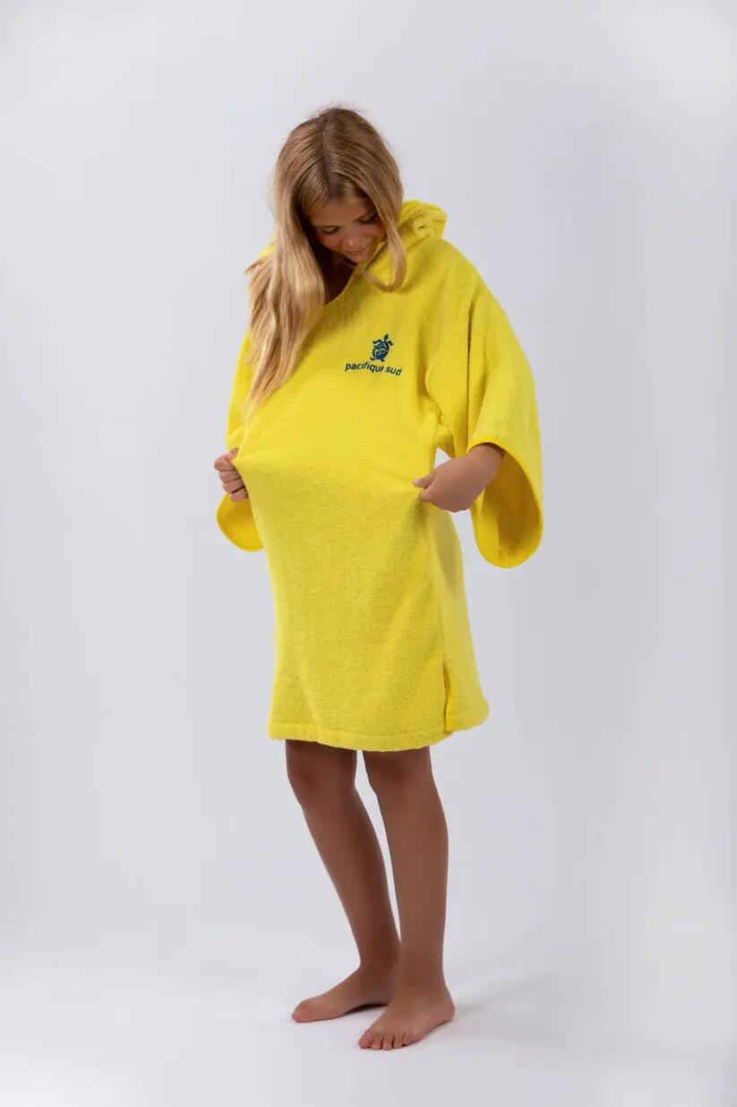 Poncho surf - bambini - con maniche - cotone 100% - giallo 6/7