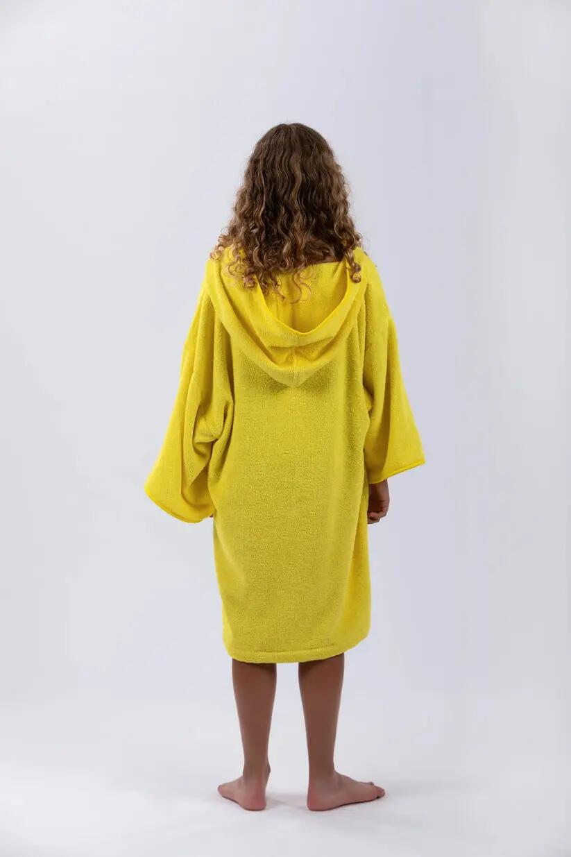 Poncho surf - bambini - con maniche - cotone 100% - giallo 4/7