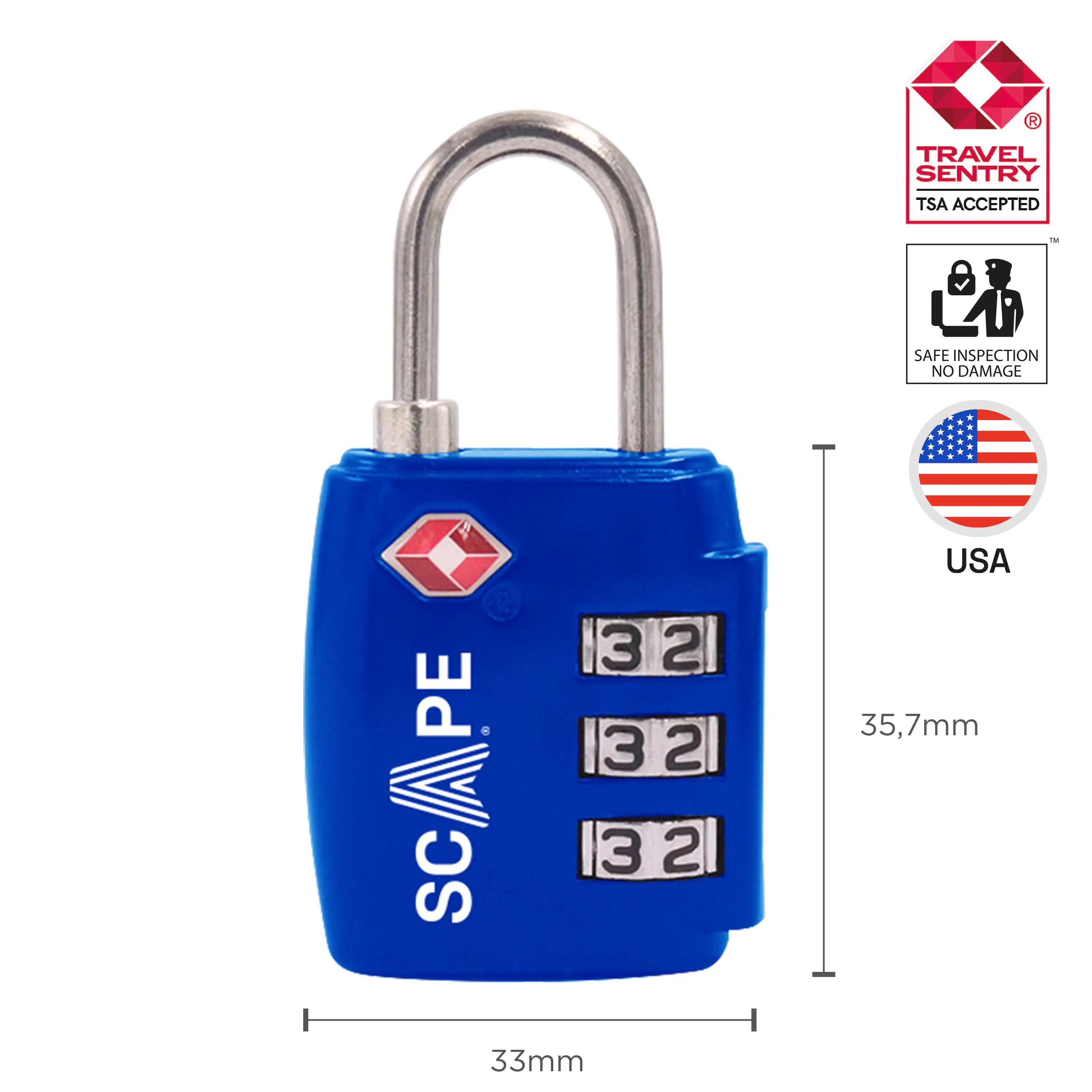 Scape Travel Candado TSA con combinación azul 2/3