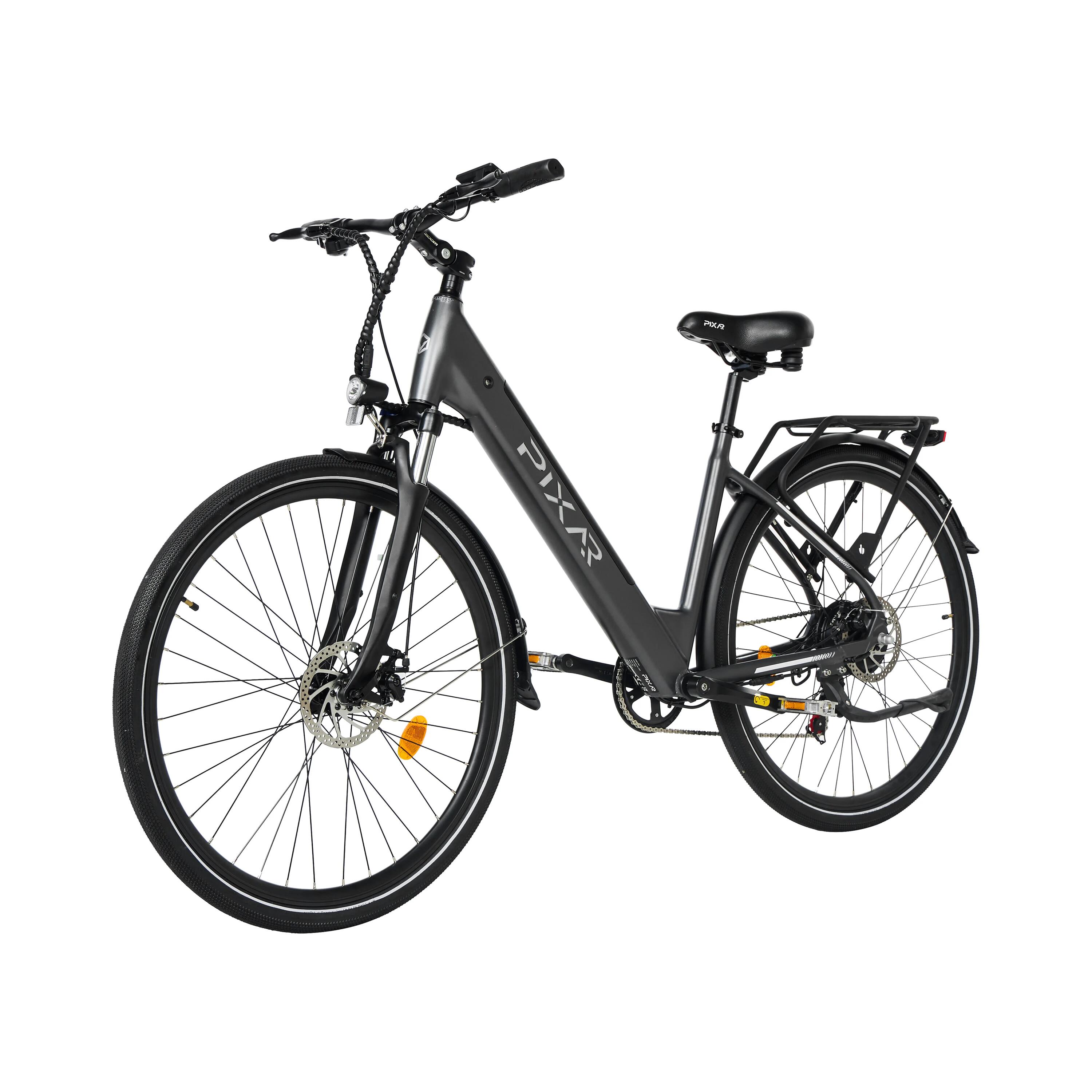 Bicicleta elétrica urbana PIXAR City1 com pneus de 27,5" e bateria de 36V 10,4Ah 2/6