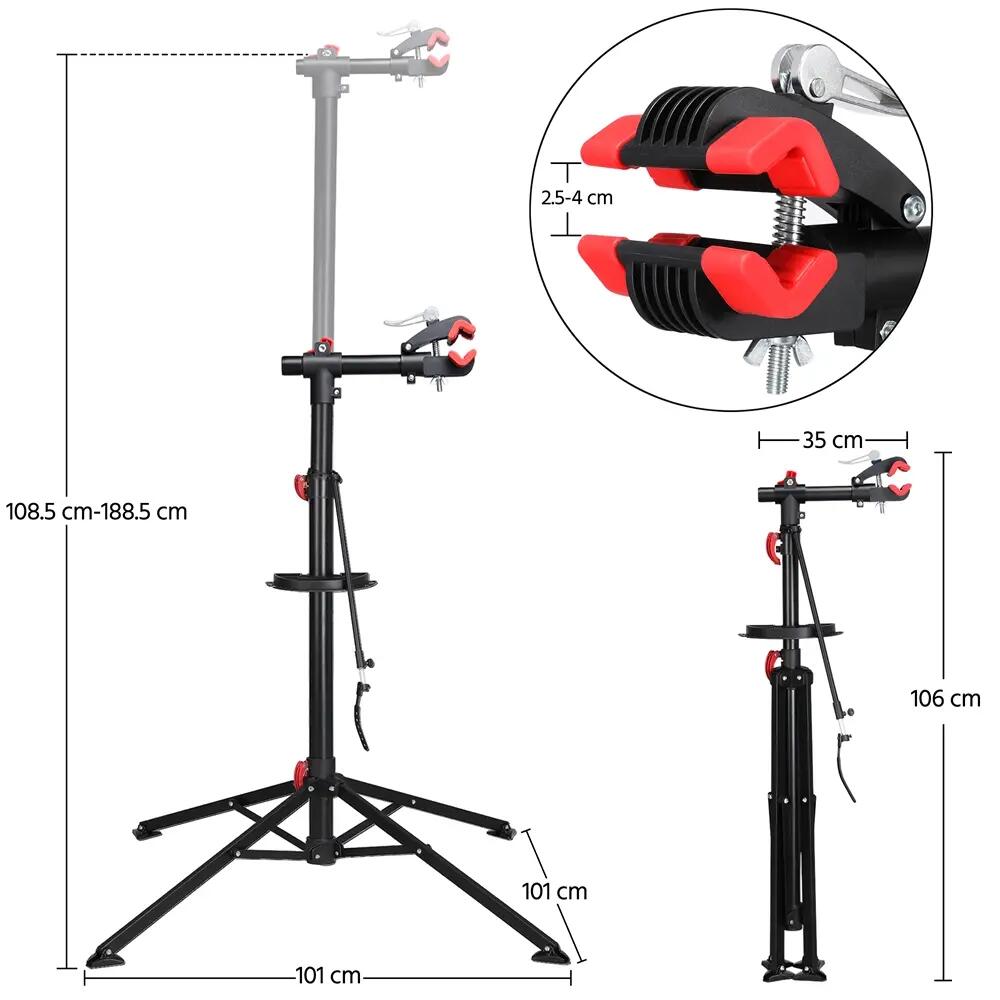 Pied d'atelier vélo réglable pliable avec blocage rapide charge max 30 kg noir 4/10