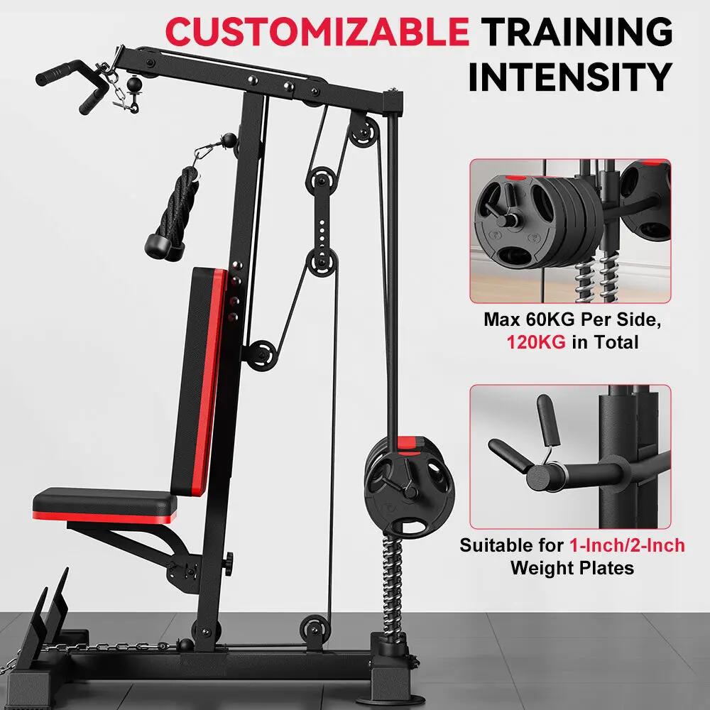 Unisexe Musculation Station Poulies Siège Réglable Home Gym 6/7