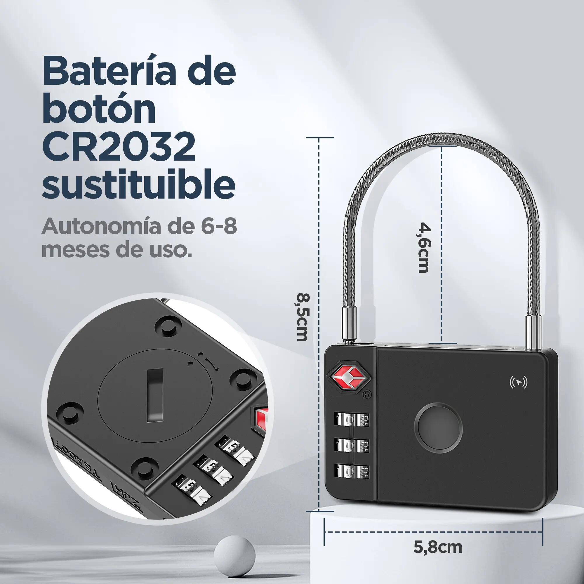 Candado TSA localizador compatible con Apple Find My y Android Find Hub 9/9