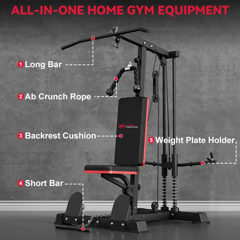 Unisexe Musculation Station Poulies Siège Réglable Home Gym 5/7