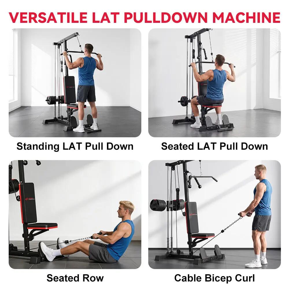 Unisexe Musculation Station Poulies Siège Réglable Home Gym 4/7