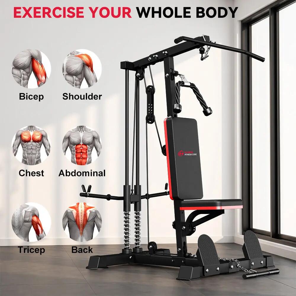 Unisexe Musculation Station Poulies Siège Réglable Home Gym 3/7