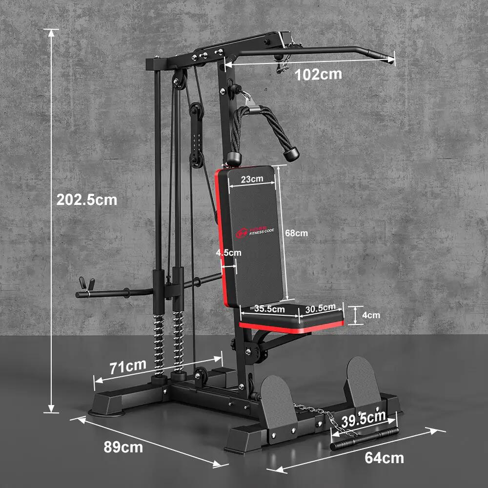 Unisexe Musculation Station Poulies Siège Réglable Home Gym 2/7