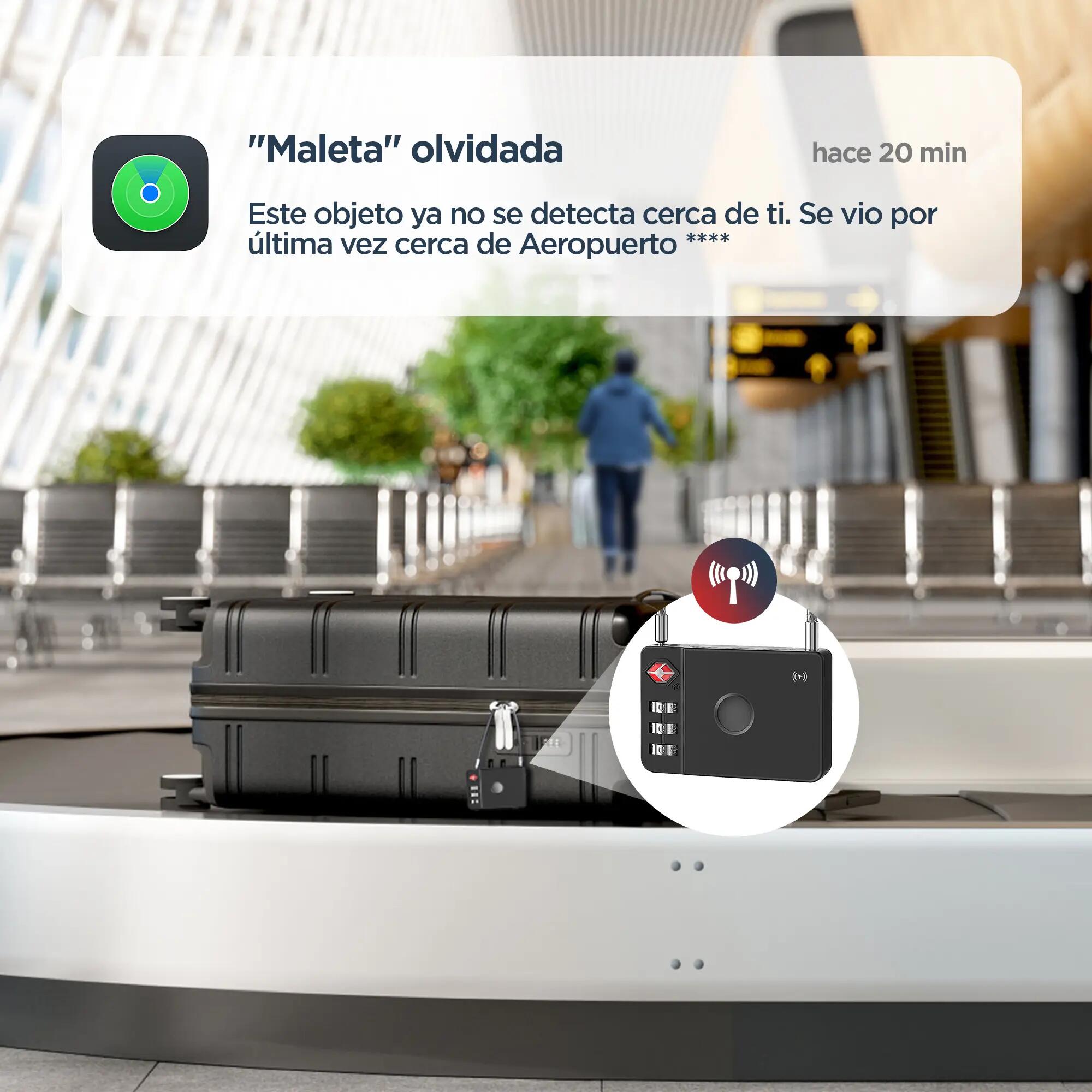 Candado TSA localizador compatible con Apple Find My y Android Find Hub 6/9