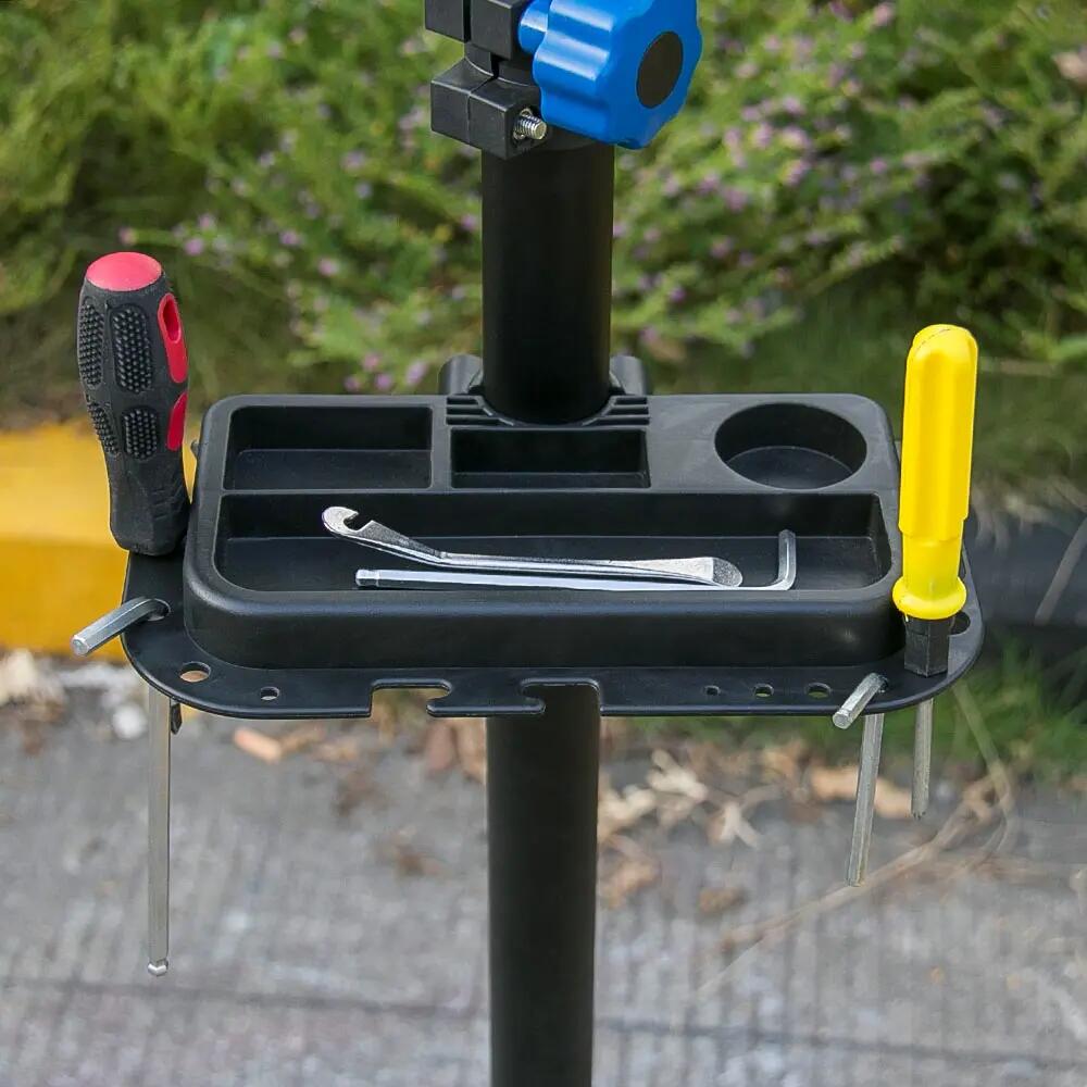 Pied d'atelier vélo réglable pliable avec pince porte-outil charge 30 kg noir 9/11
