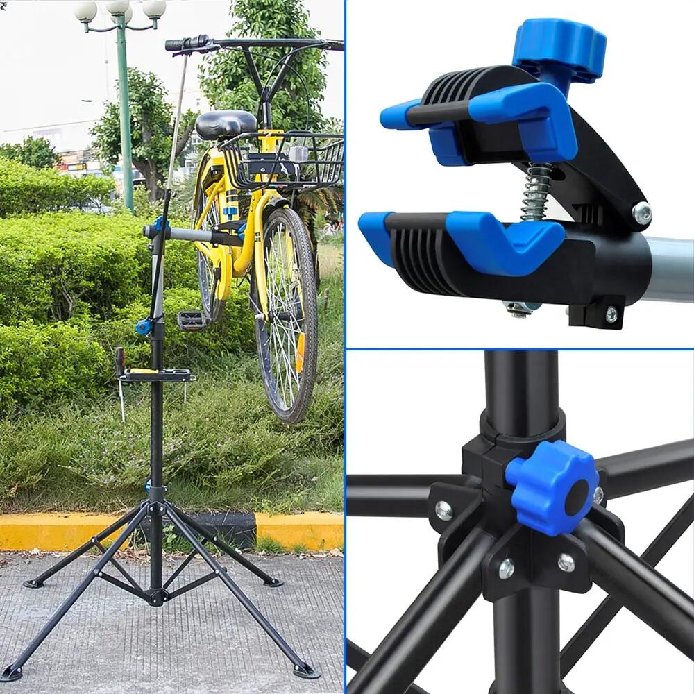 Pied d'atelier vélo réglable pliable avec pince porte-outil charge 30 kg noir 6/11