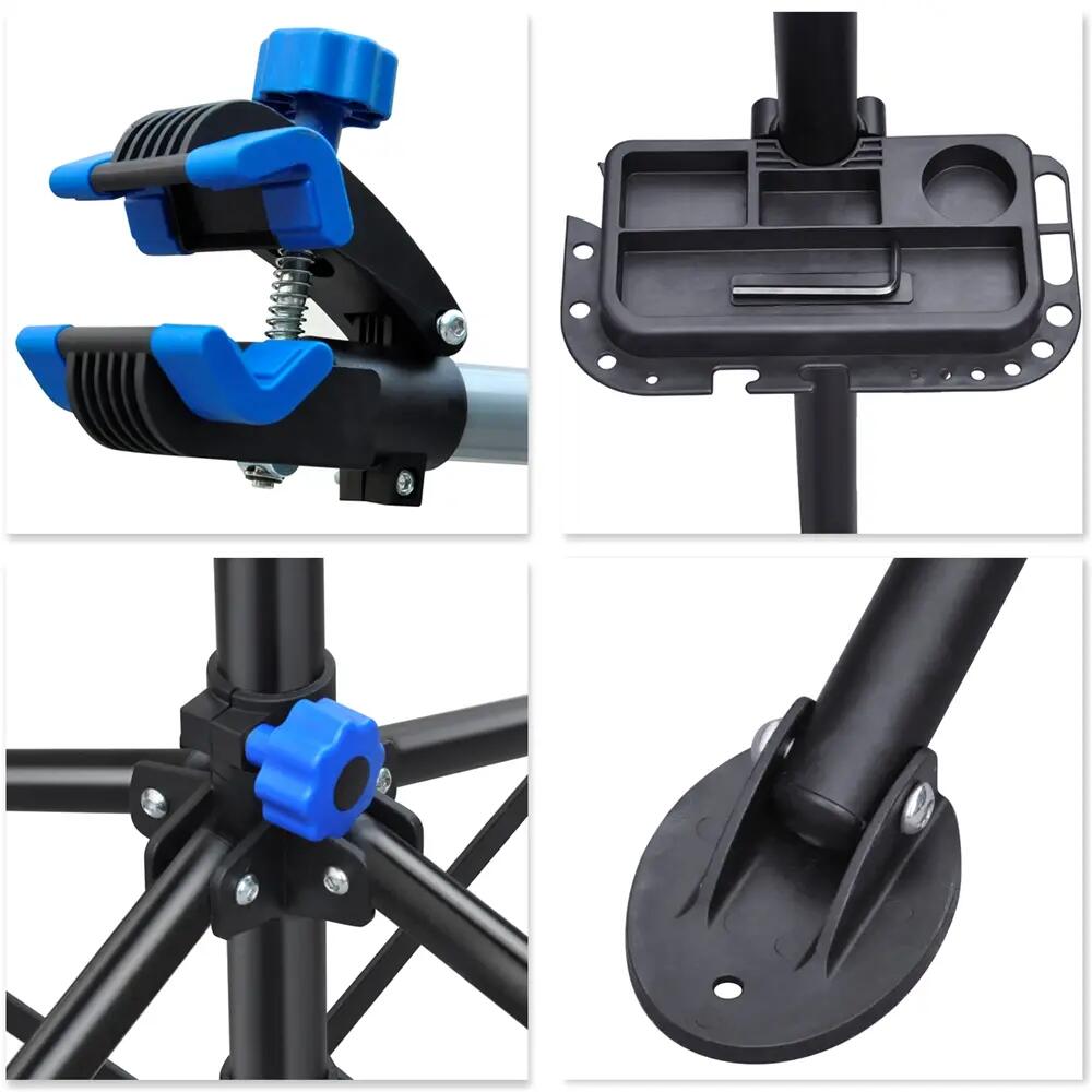Pied d'atelier vélo réglable pliable avec pince porte-outil charge 30 kg noir 5/11