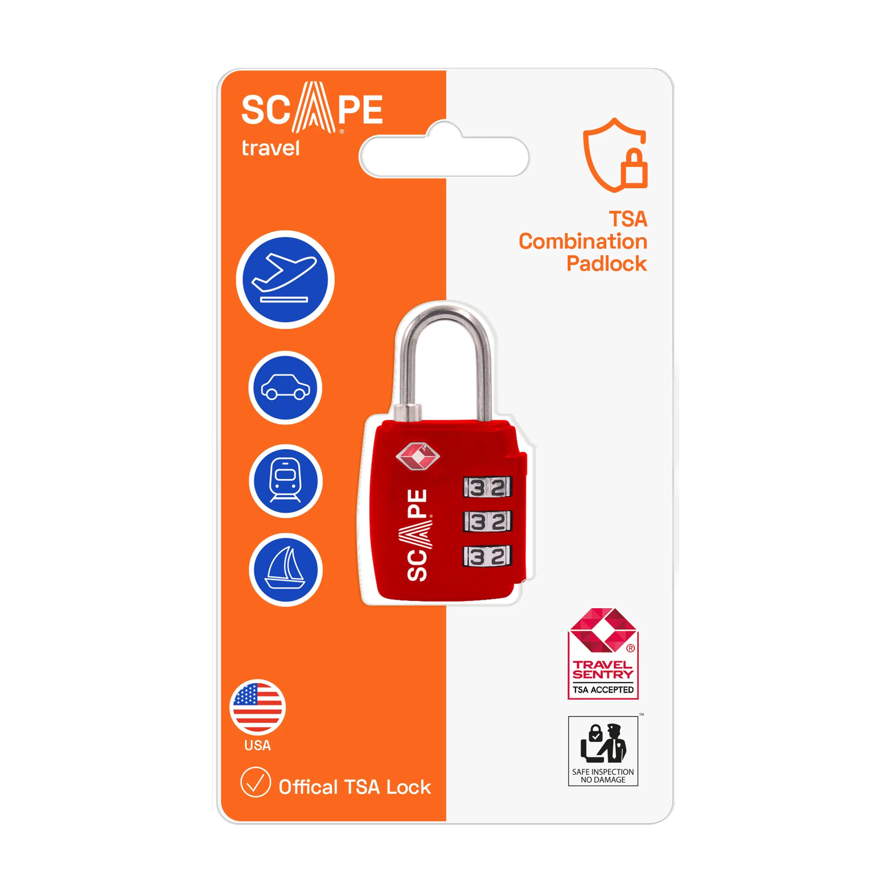 Scape Travel Candado TSA con combinación rojo 3/3