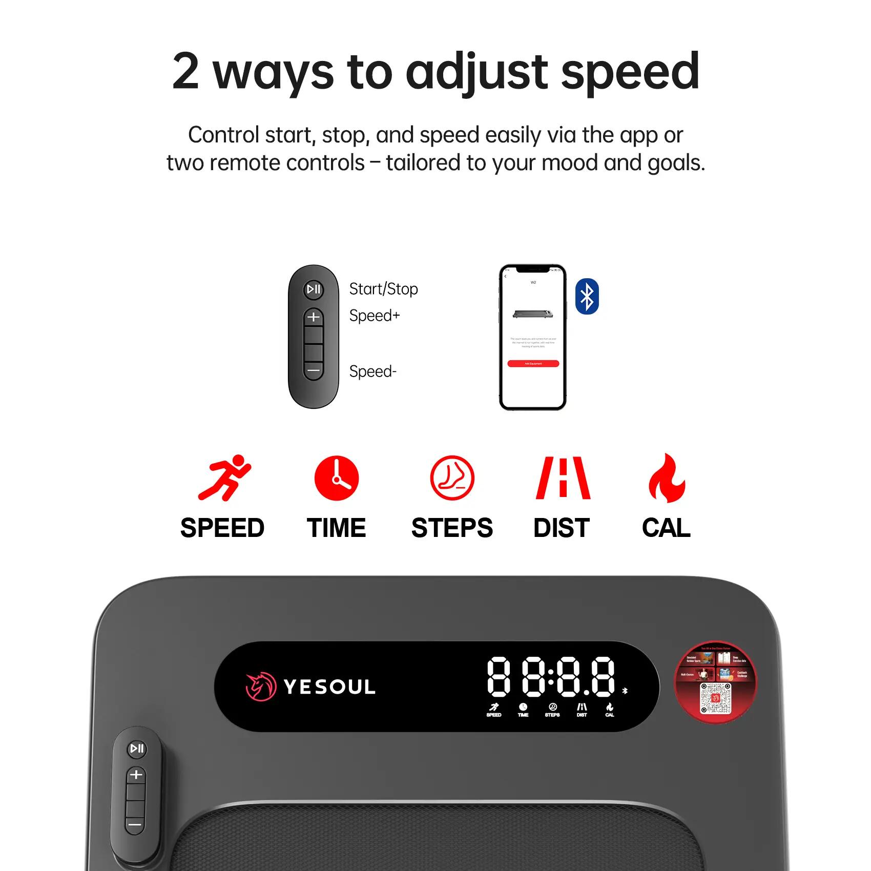 W2 walking pad 0,5–6,1 km/h, 2,5 HP bezkomutátorový, LED, aplikace, tichý 7/7