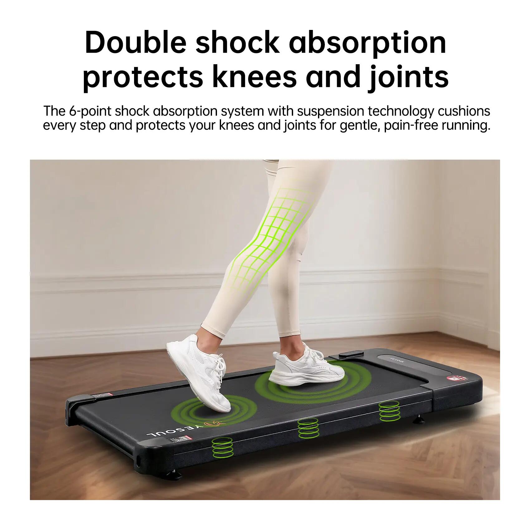 W2 walking pad 0,5–6,1 km/h, 2,5 HP bezkomutátorový, LED, aplikace, tichý 4/7