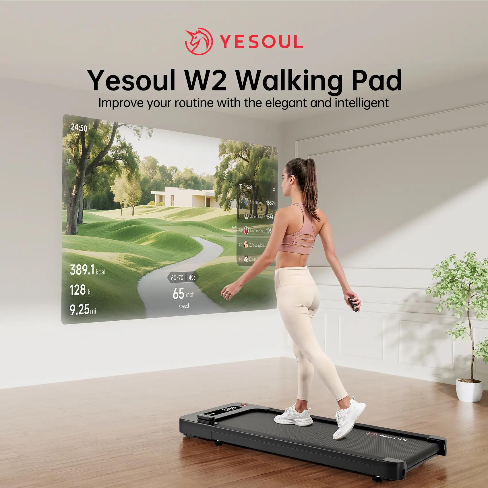 W2 walking pad 0,5–6,1 km/h, 2,5 HP bezkomutátorový, LED, aplikace, tichý 2/7