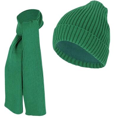 Muts & sjaal jongens ribbed effen 2/4 jaar groen