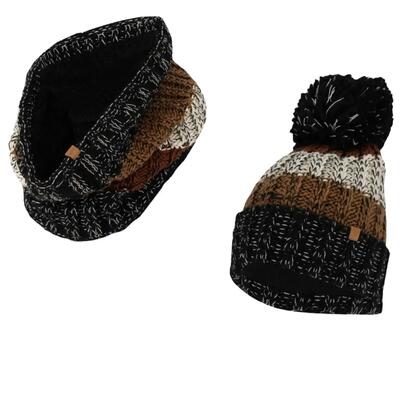 Set da sci da uomo: cappello e sciarpa fantasia a righe multicolore color