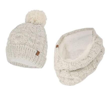 Ensemble de ski d'hiver pour femme : écharpe gants et bonnet blanc cassé