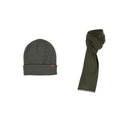 Muts & Sjaal heren Set Effen One Size Khaki
