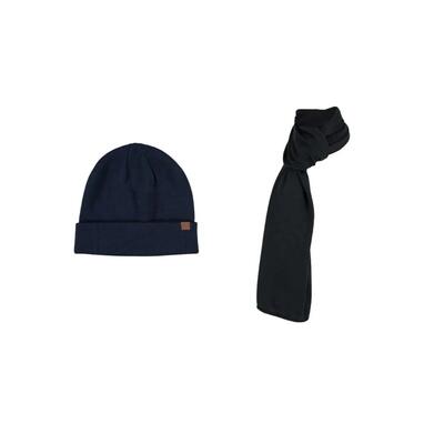 Muts & sjaal heren set effen one size zwart