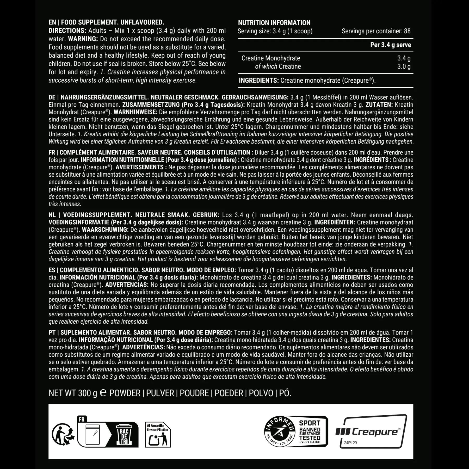 Creatine Monohydrate – Beutel 300 g 5/6