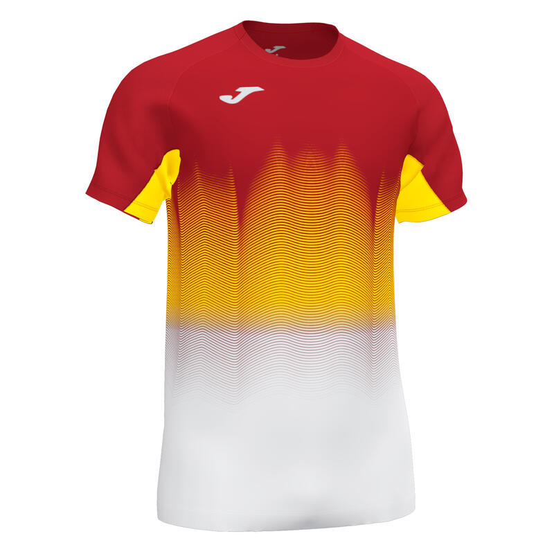 Camiseta Manga Corta Running Elite VII Niño Rojo Blanco Amarillo