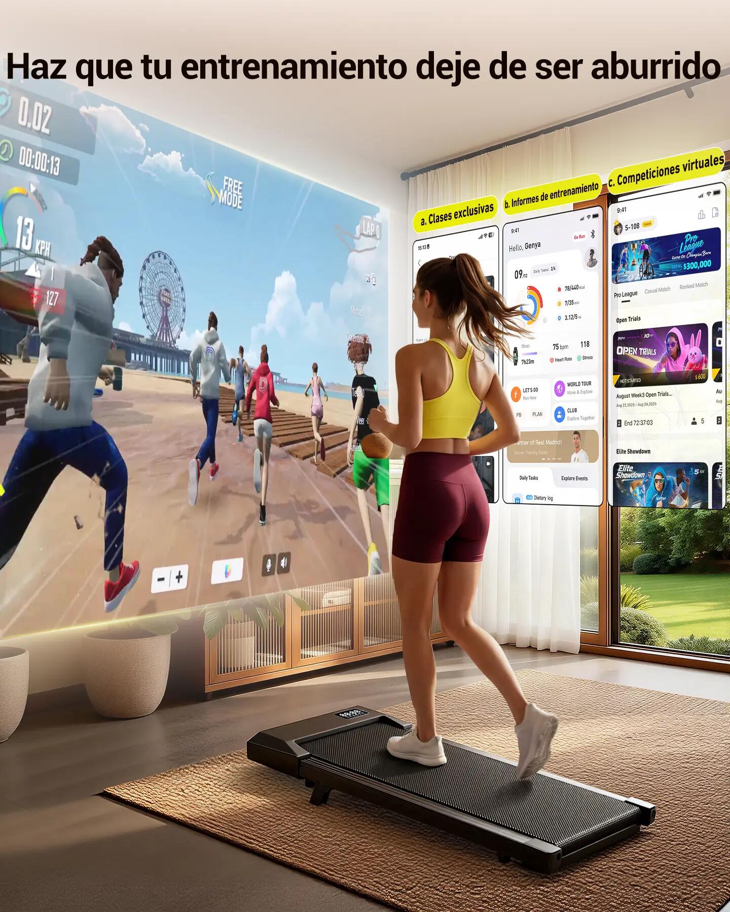Unisex Fitness Cinta de Correr Ultracompacta 7% Inclinación Q2 Urban Plus 5/7